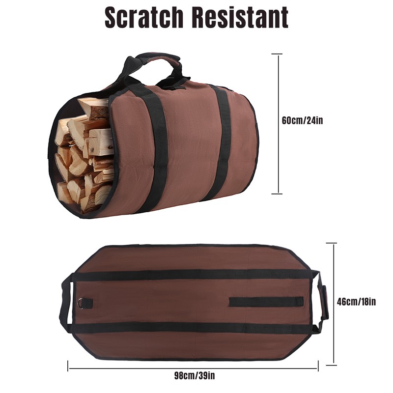 Waterproof Firewood Log Carrier Bag Camping Canvas Bag for Outdoor Carrying Wood