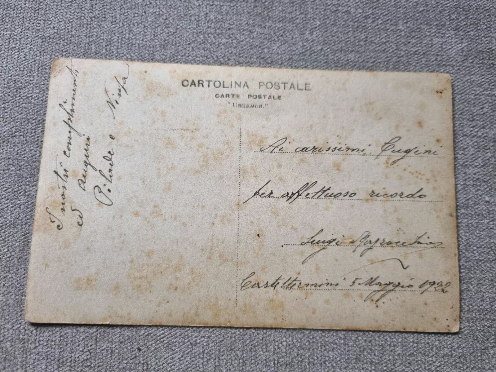 Original WW1 Era Photo Postcard Italian Army Infantry Solider Portrait 1922