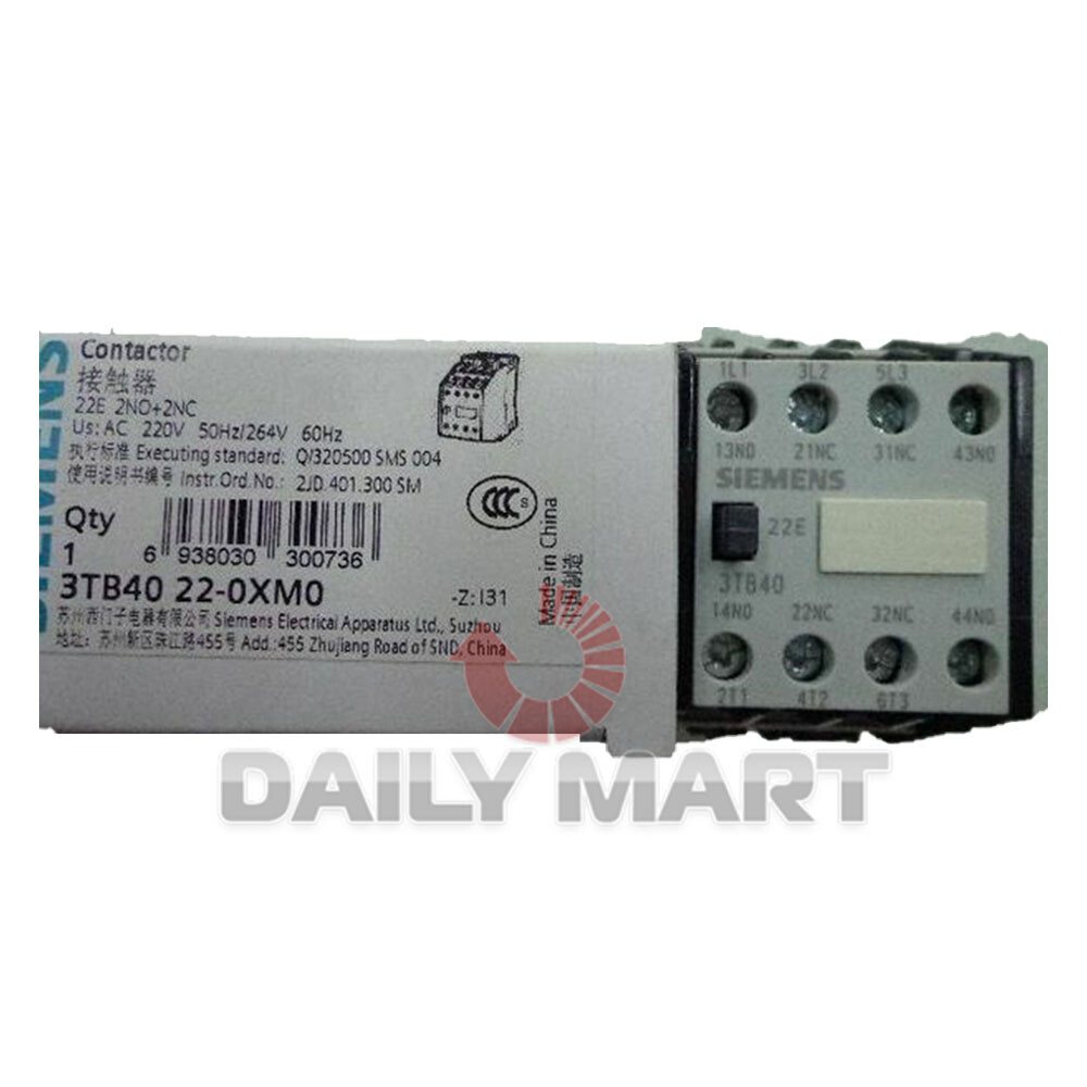 New In Box SIEMENS 3TB40 22-0XM0 Contactor 220V