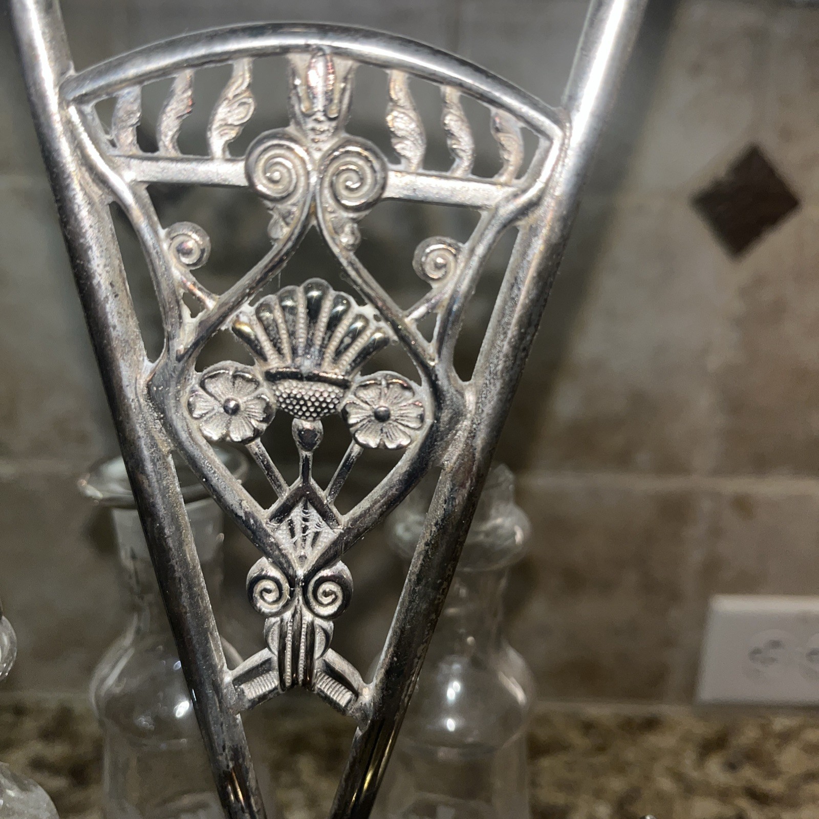 Antique Pairpoint Mfg. Co Glass Cruet Condiment - 7 pieces