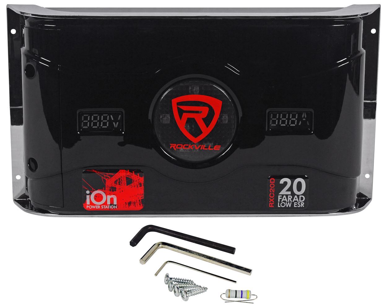 Rockville RXC20D V2 20 Farad Hybrid Ion Car Capacitor Voltage & Amperage Meter