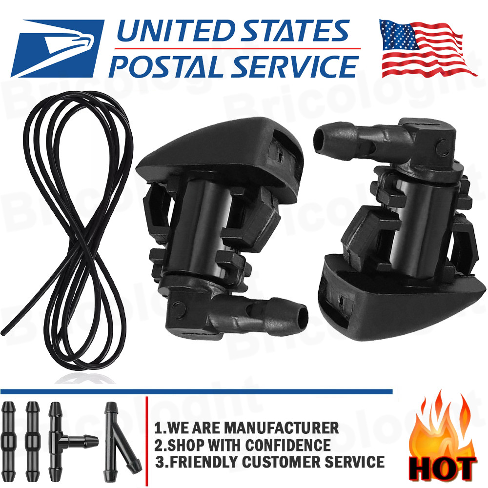 2PCS Windshield Washer Fluid Spray Jet Nozzle Kit Front For Ford Edge 2007-2010