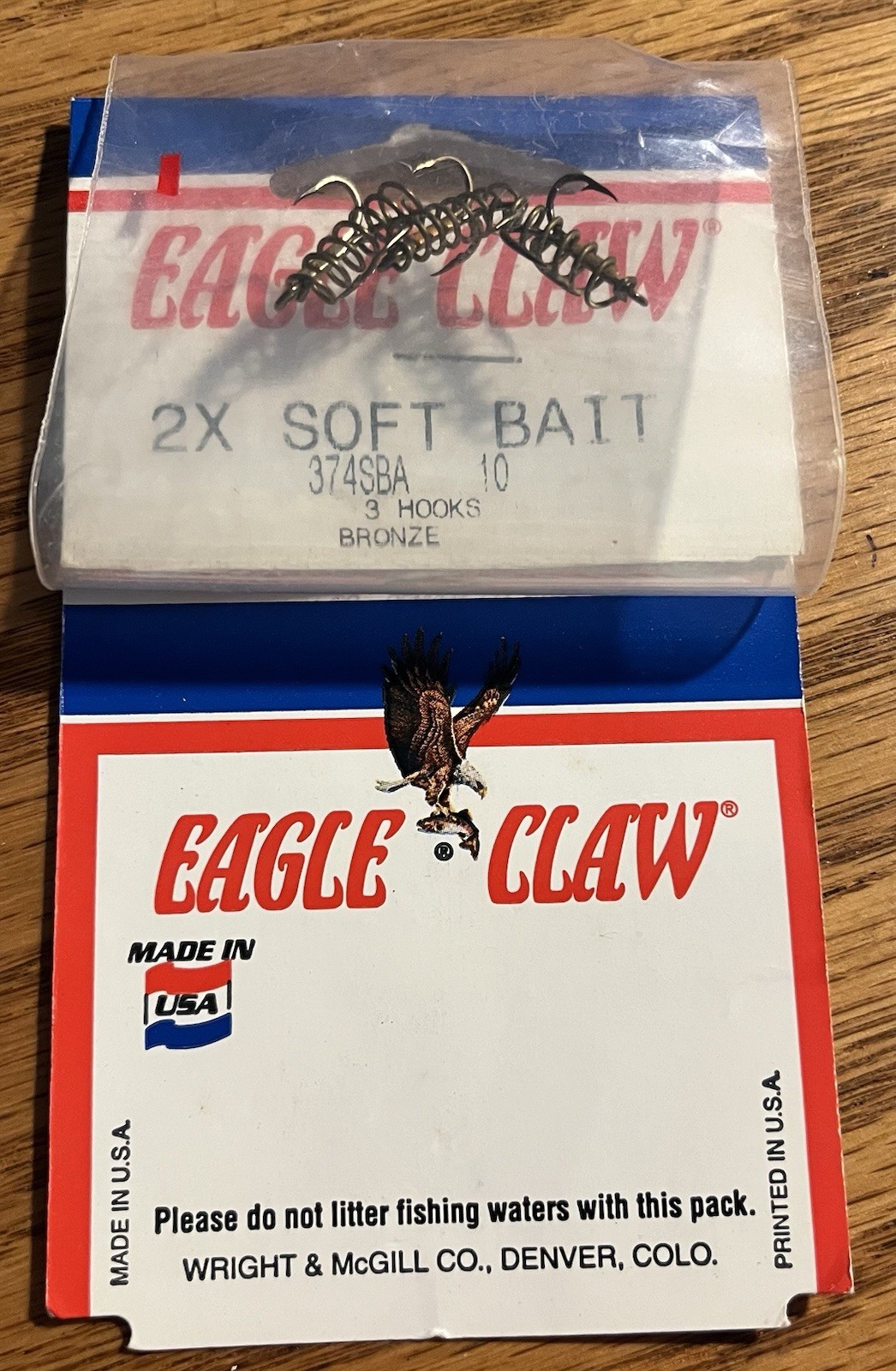 Eagle Claw 2X Soft Bait w/ Spring (3 Hooks) Bronze BNIP Factory Sealed