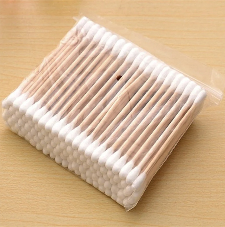 100/1000pcs Double Head Cotton Swabs: Wooden Stick Makeup Cleaning Buds - NEW