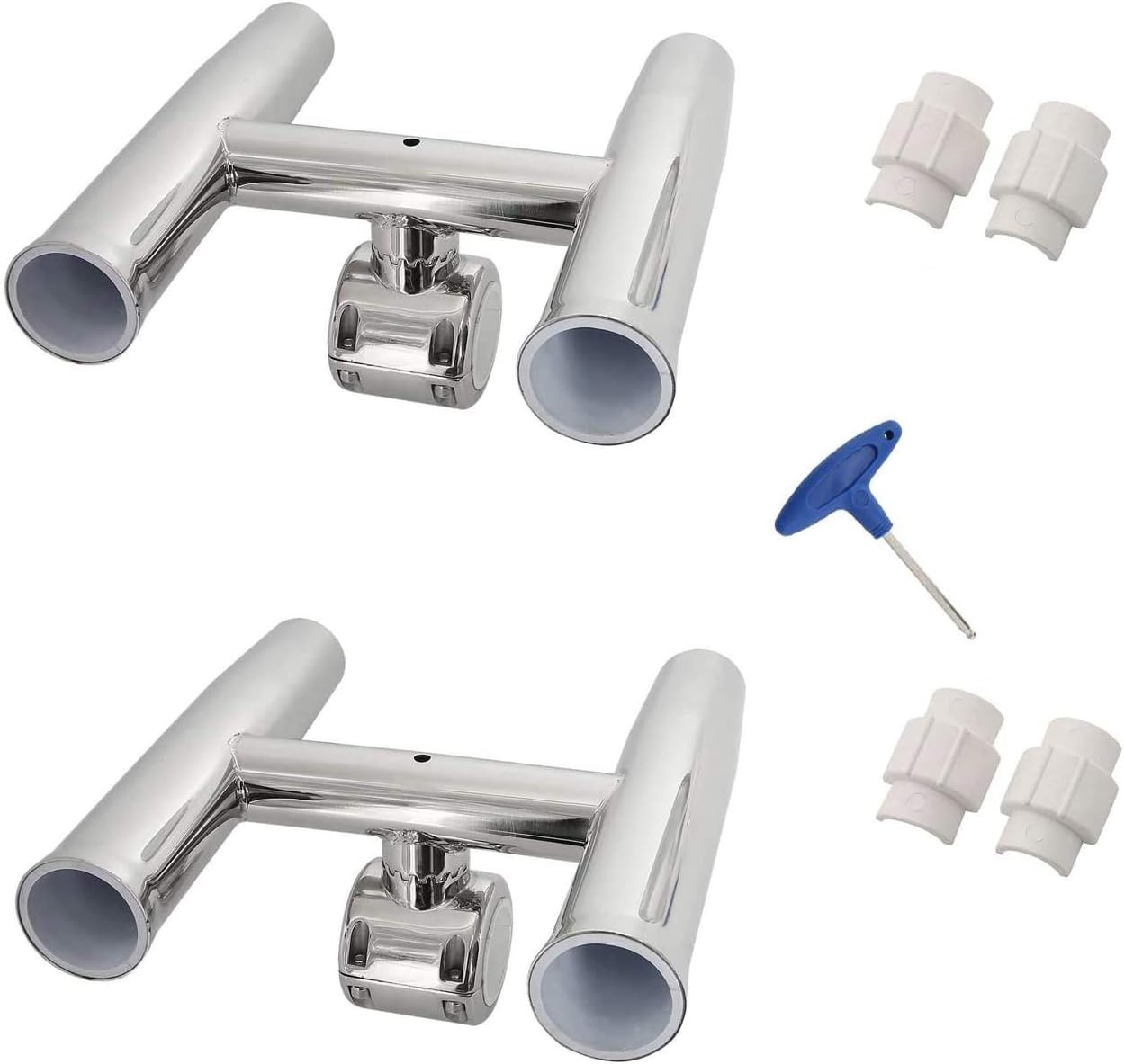 2 Pack 2 Tube Stainless Steel Boat Fishing Rod Holder for 1"–1.26" Adjustable