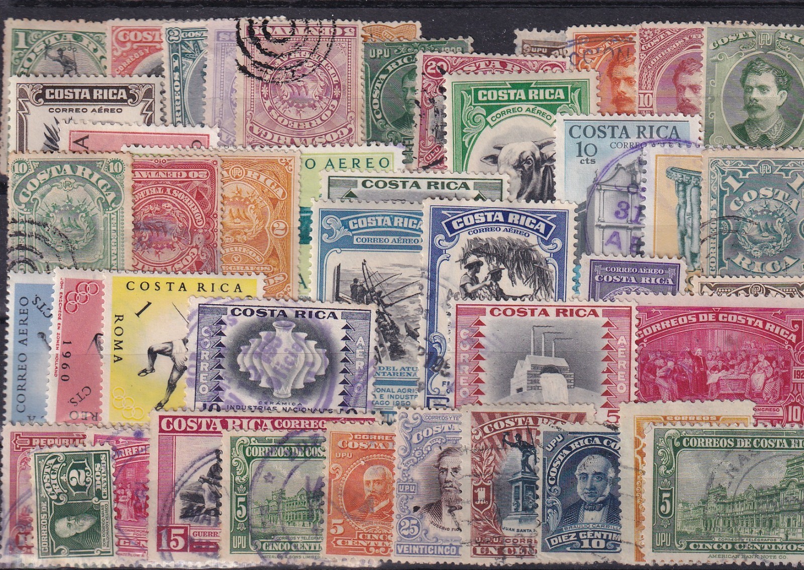 Costa Rica various selection of used stamps in stock card XA35