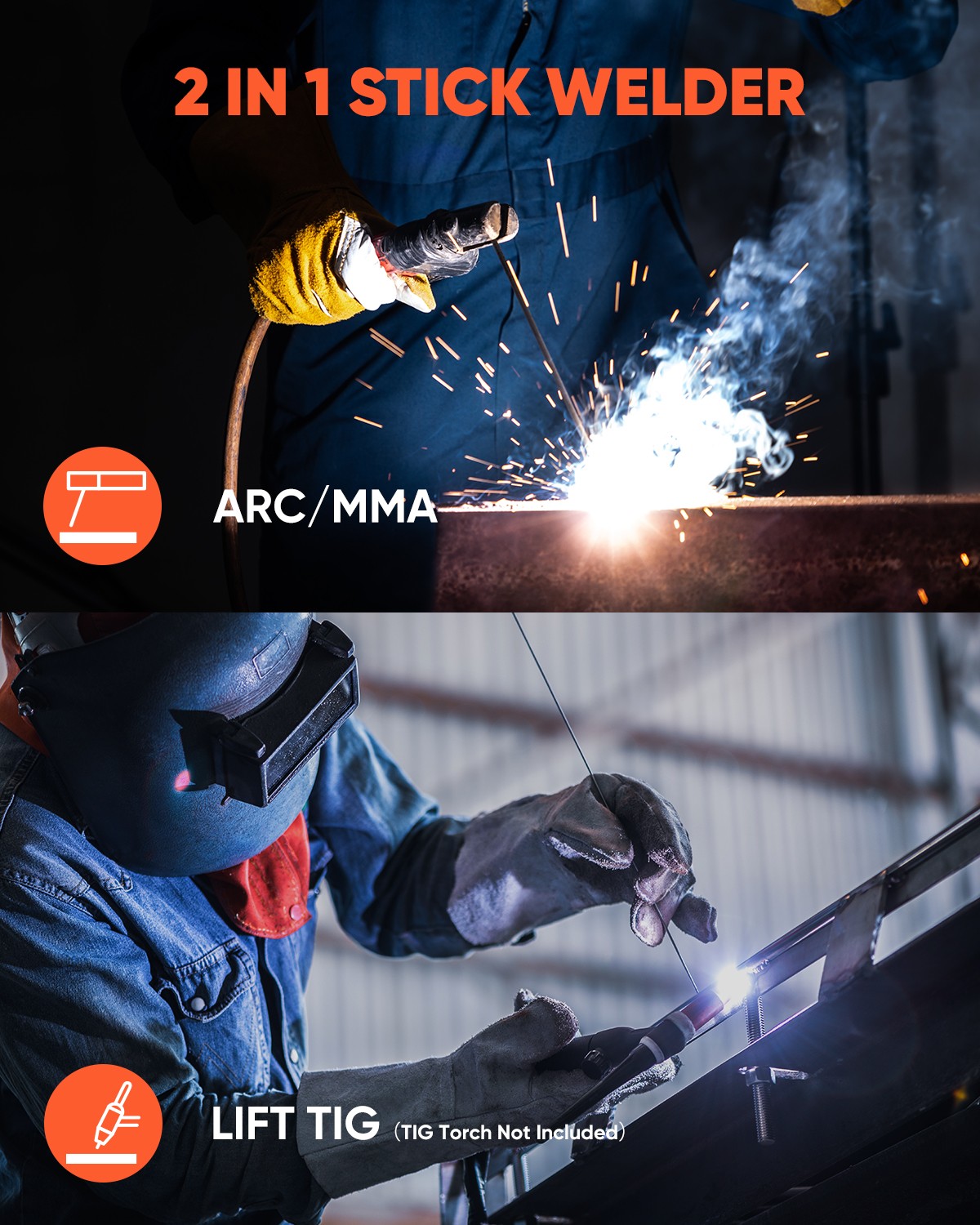 2-in-1 HITBOX 200A Stick Welder 110V ARC MMA Lift TIG Welding Machine NEW