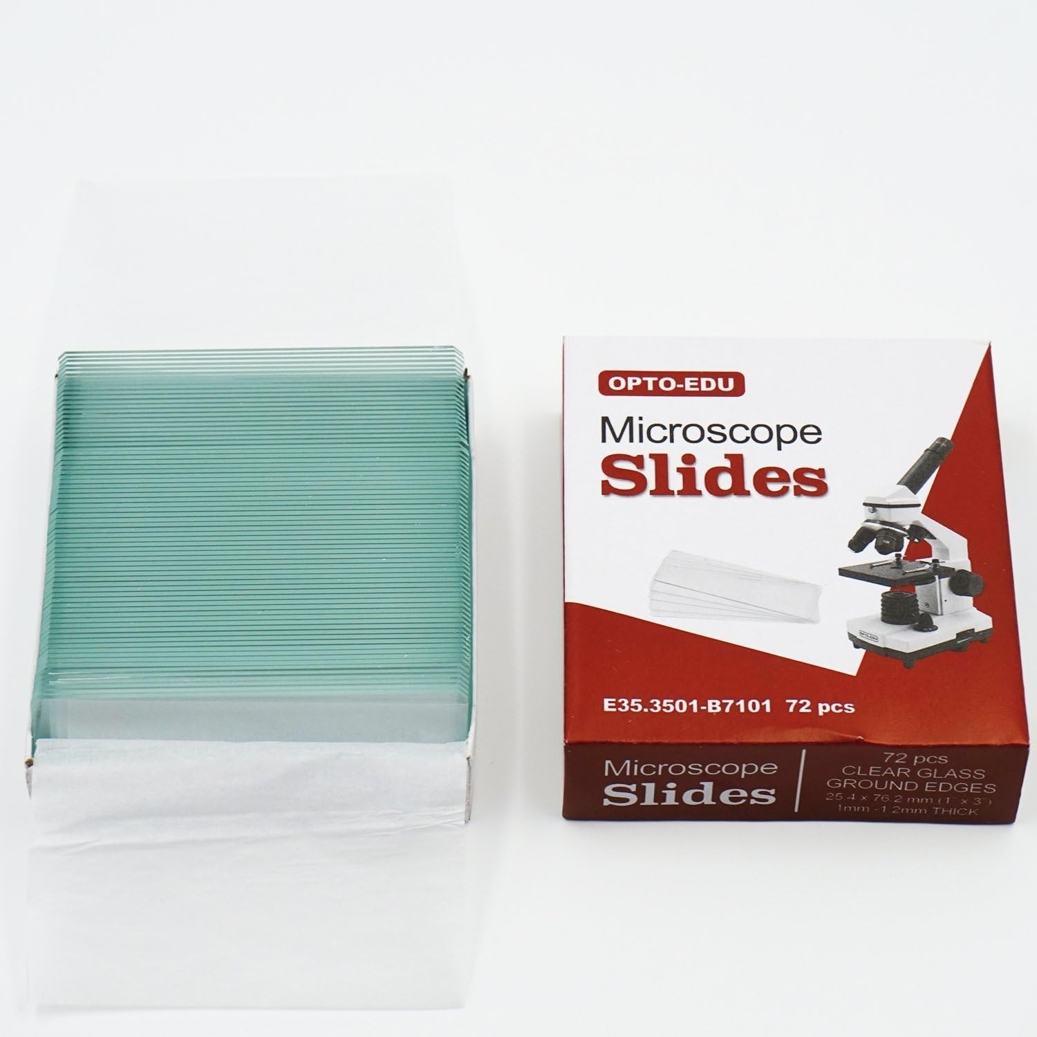 E35.3501 Blank Microscope Slides & 100-Pieces Square Cover Glass Slide Kit 1 Set