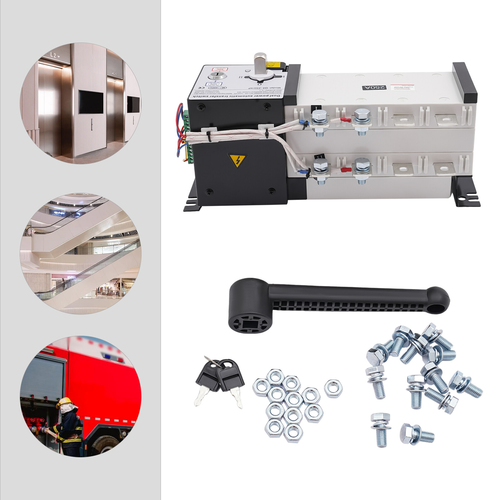 4P 250A Dual Power Automatic Transfer Switch 3 Phase Circuit Breaker Changeover