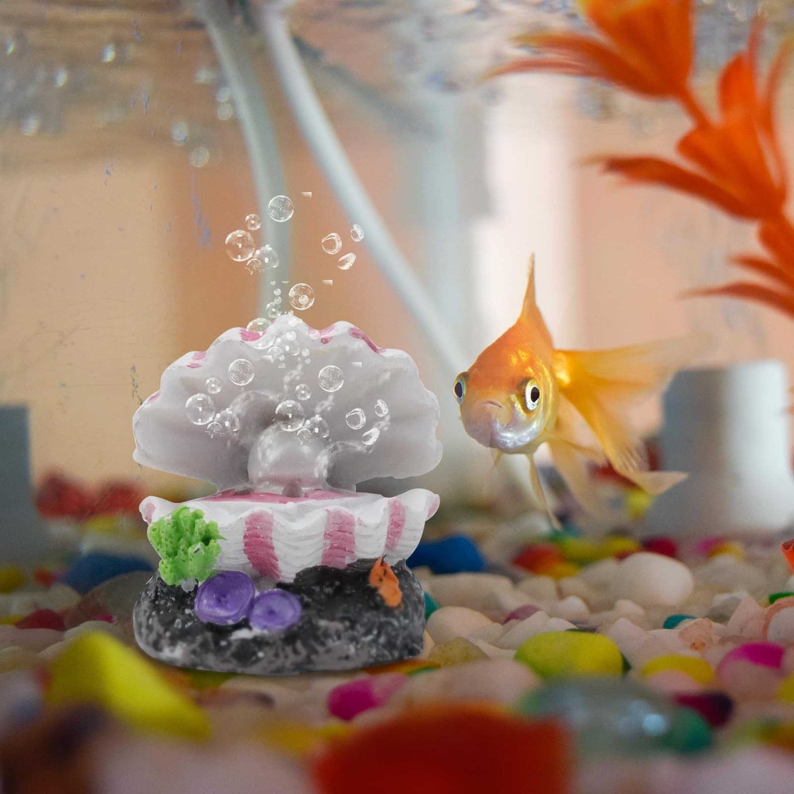 Aquarium Volcano with Air Stone Bubbler Volcano Ornament Fish Tank Bubble Mak...