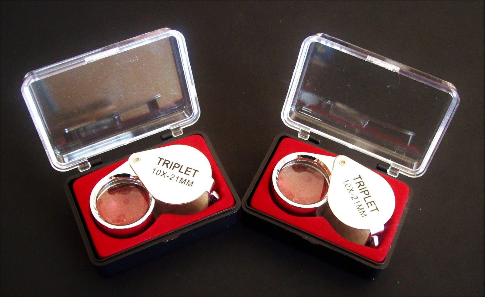 2 CHROME JEWELERS LOUPE 21MM 10X POWER MAGNIFIER TRIPLET MAGNIFYING GLASS JL2130