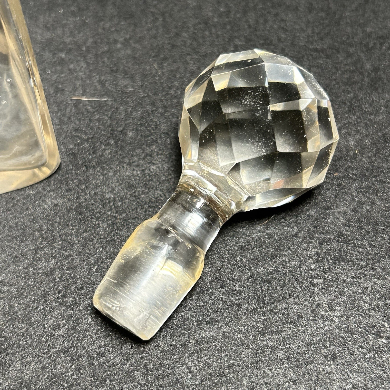 Antique Edwardian Etched Crystal Decanter “Scotch” Silverplate Plaque England