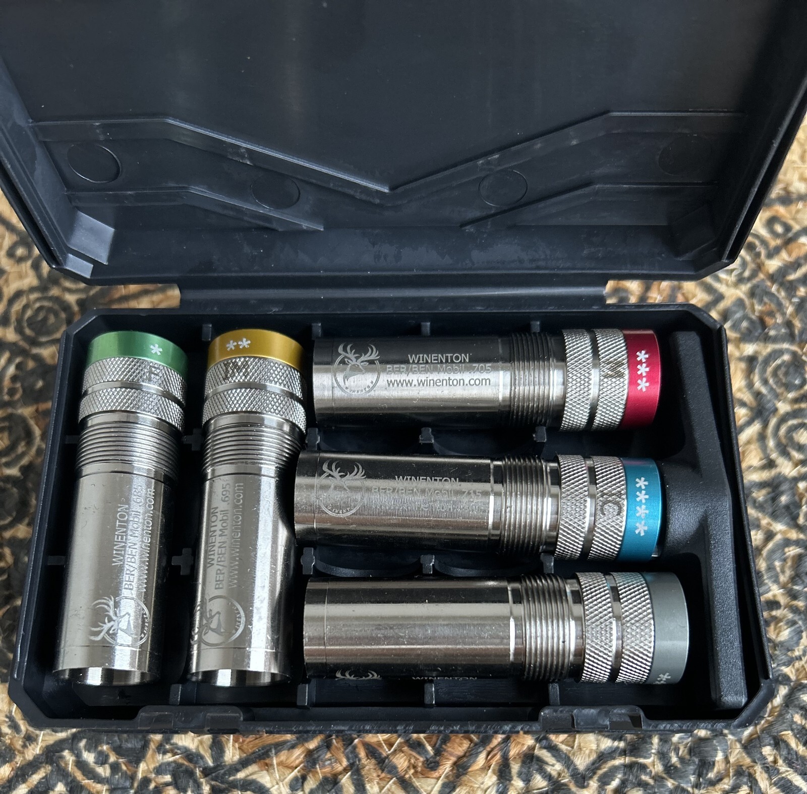 Beretta/Benelli Mobil Thread Extended Choke Tubes Set 12ga Silver 5x / Winenton