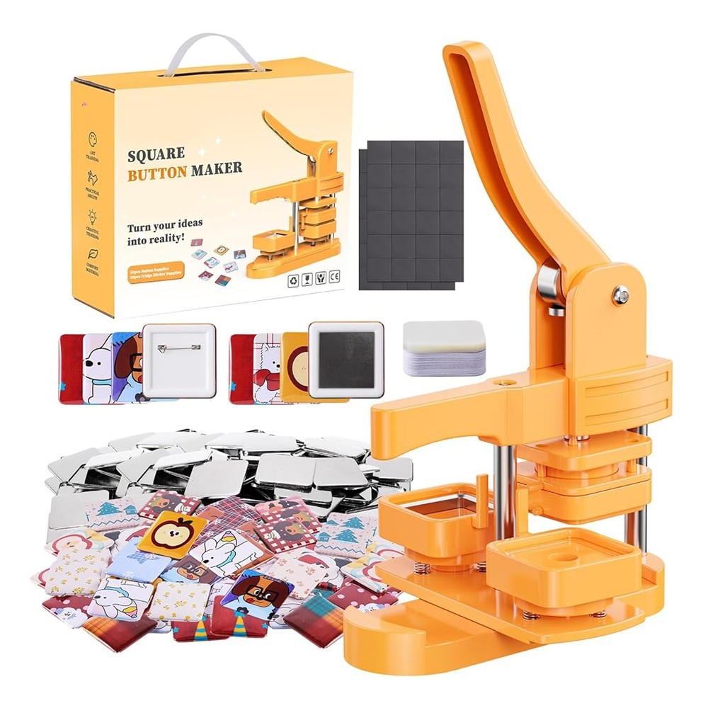 55mm/1.97"  Square Button Maker Badge Button Press Machine DIY Fridge Magnet Pin