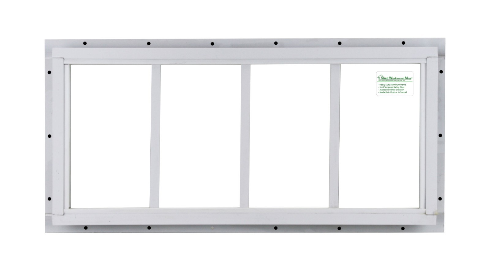 Shed Transom Window 10 x 23 White J-Channel Tempered Glass, Singel Pane
