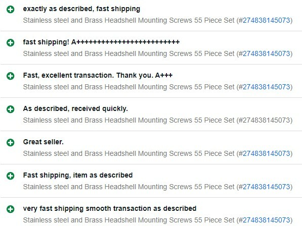 Stainless steel and Brass Headshell Mounting Screws 55 Piece Set