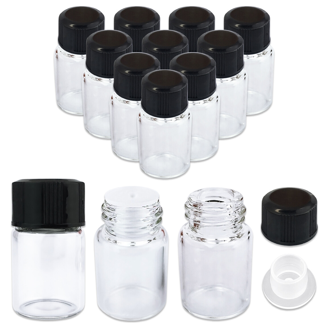 12 Pieces 2ML Clear Essential Oil Small Sample Glass Vials Bottles Containers