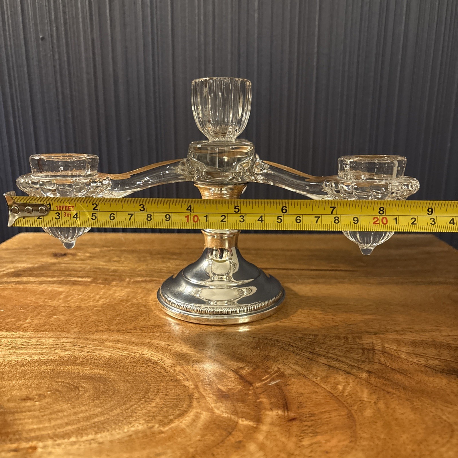 Vtg Cambridge Epergne Sheffield Sterling Weighted Base Centerpiece Candle Holder
