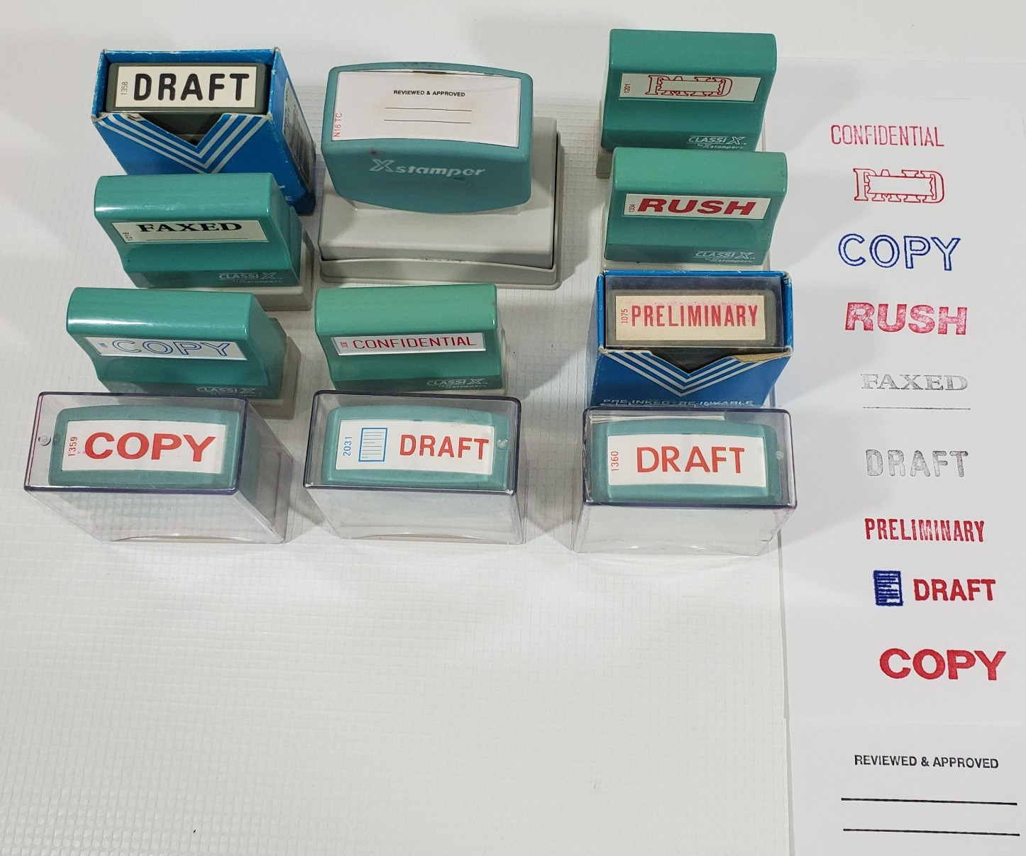 LOT of 11 Self Inking Office Stamps -Copy RUSH Draft Faxed PAID Confidential ect