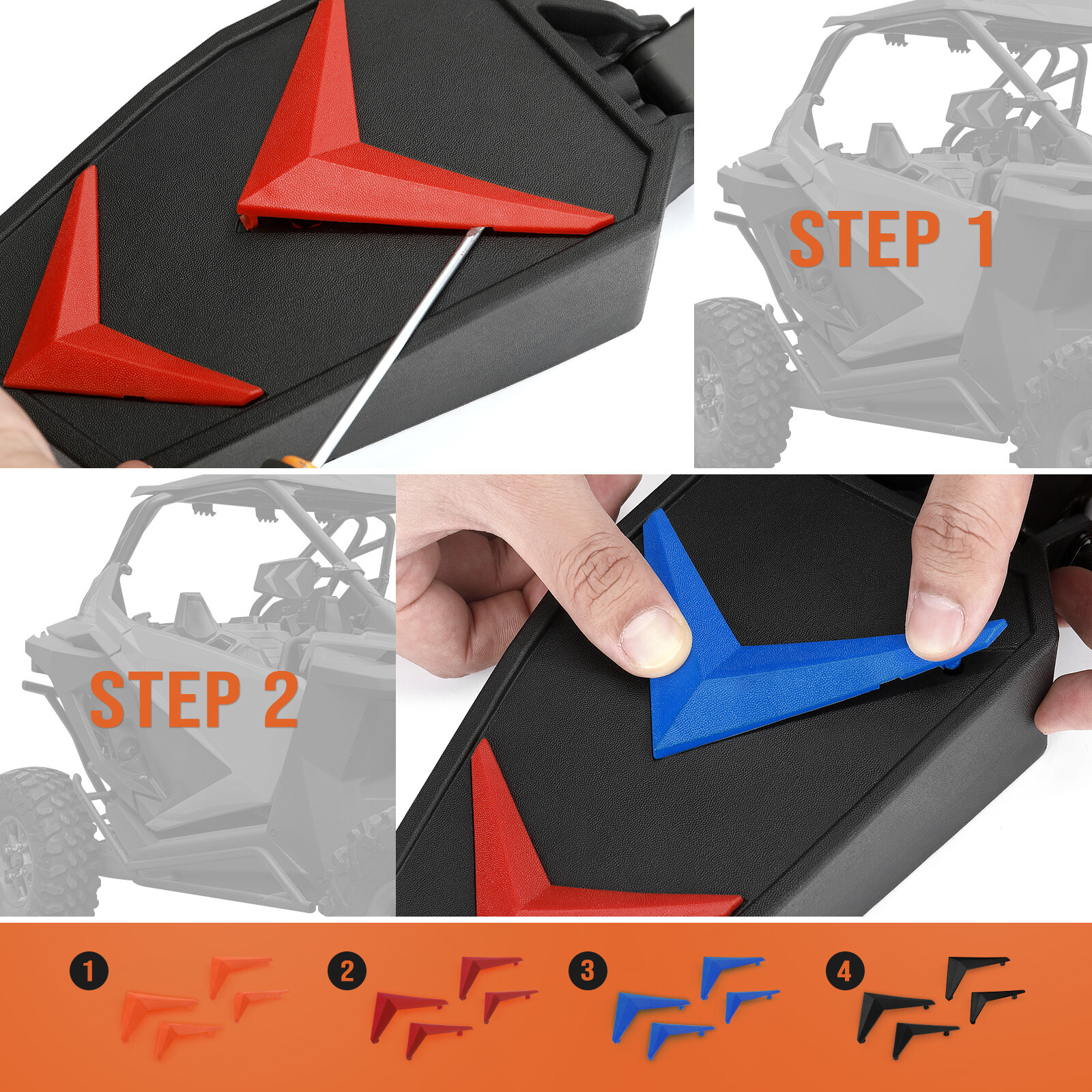 1.75''-2" UTV Side Mirrors Foldable Adjustable for Polaris RZR S 800 900 XP 1000