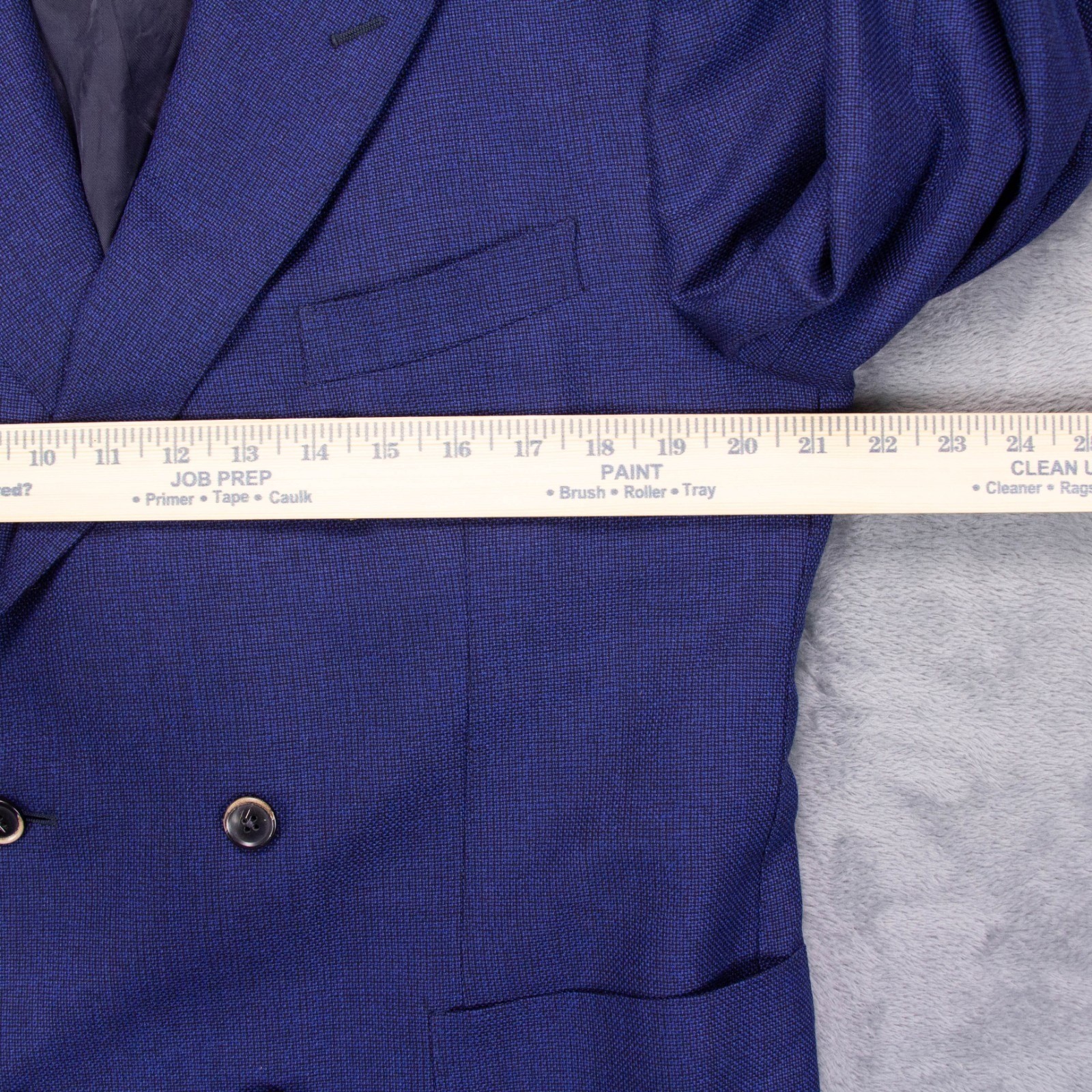 Saks Fifth Ave Silklight Mens 44R Blue Wool Silk Blend Double Breasted Blazer