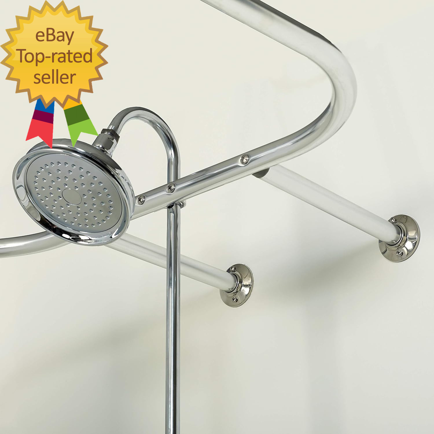 Rustproof round Shower Curtain Rod for Clawfoot Tub with Easy Installation Oval