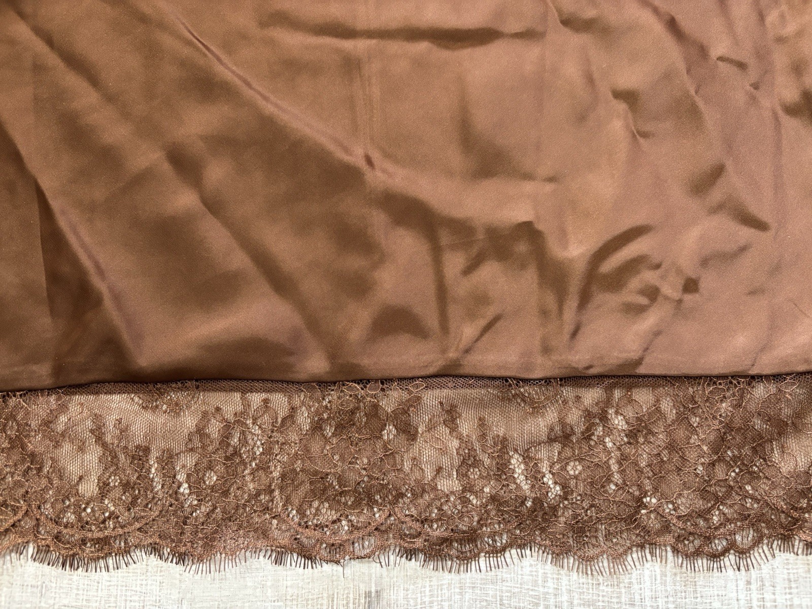 NEW Women's Love, Fire Size Small Half Slip Brown w/Lace Edging 35" Maxi Length