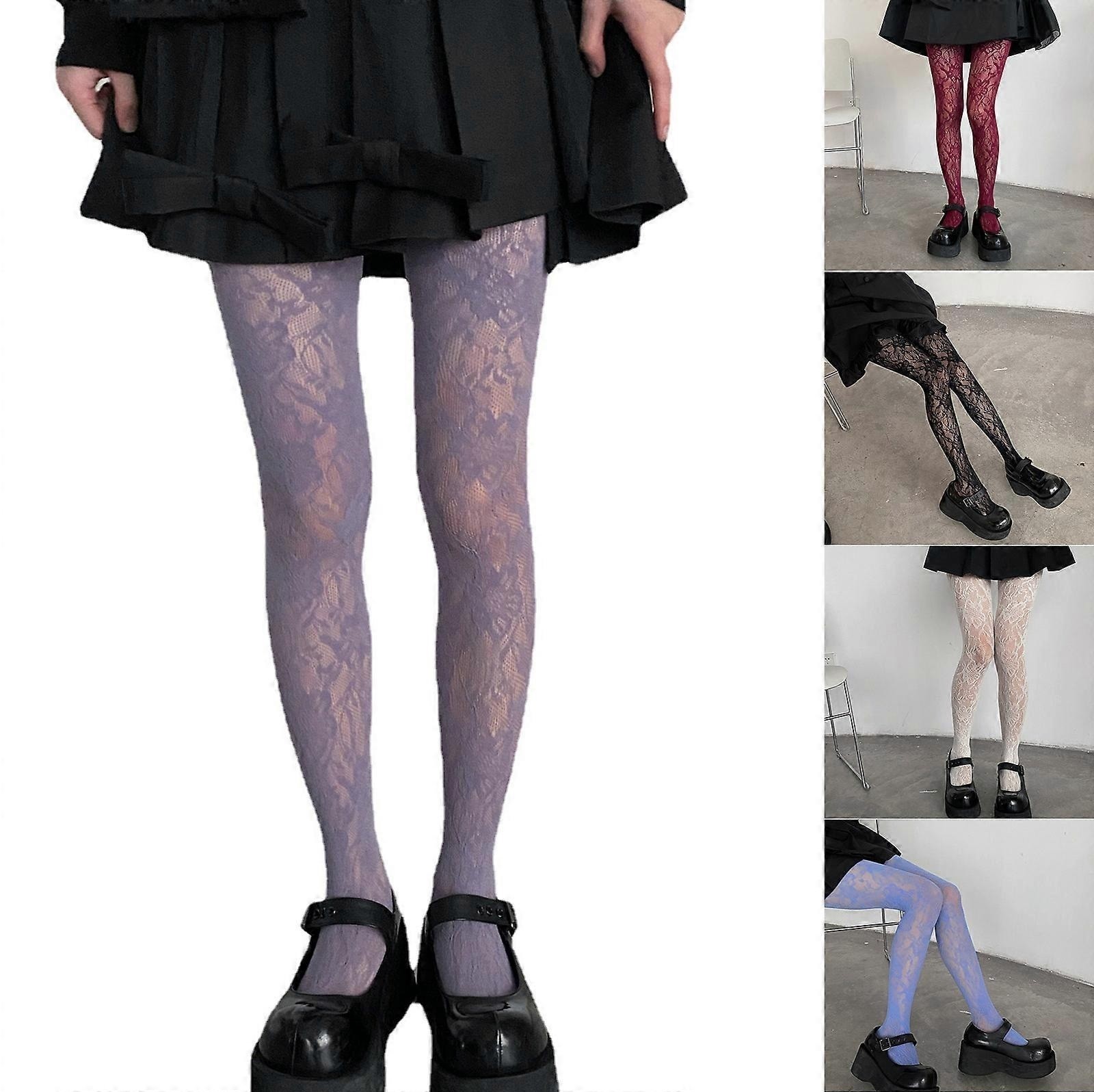 WOMENS FLORAL LACE PATTERN FISHNET TIGHTS FLOWER MESH PANTYHOSE STOCKINGS GOTHIC