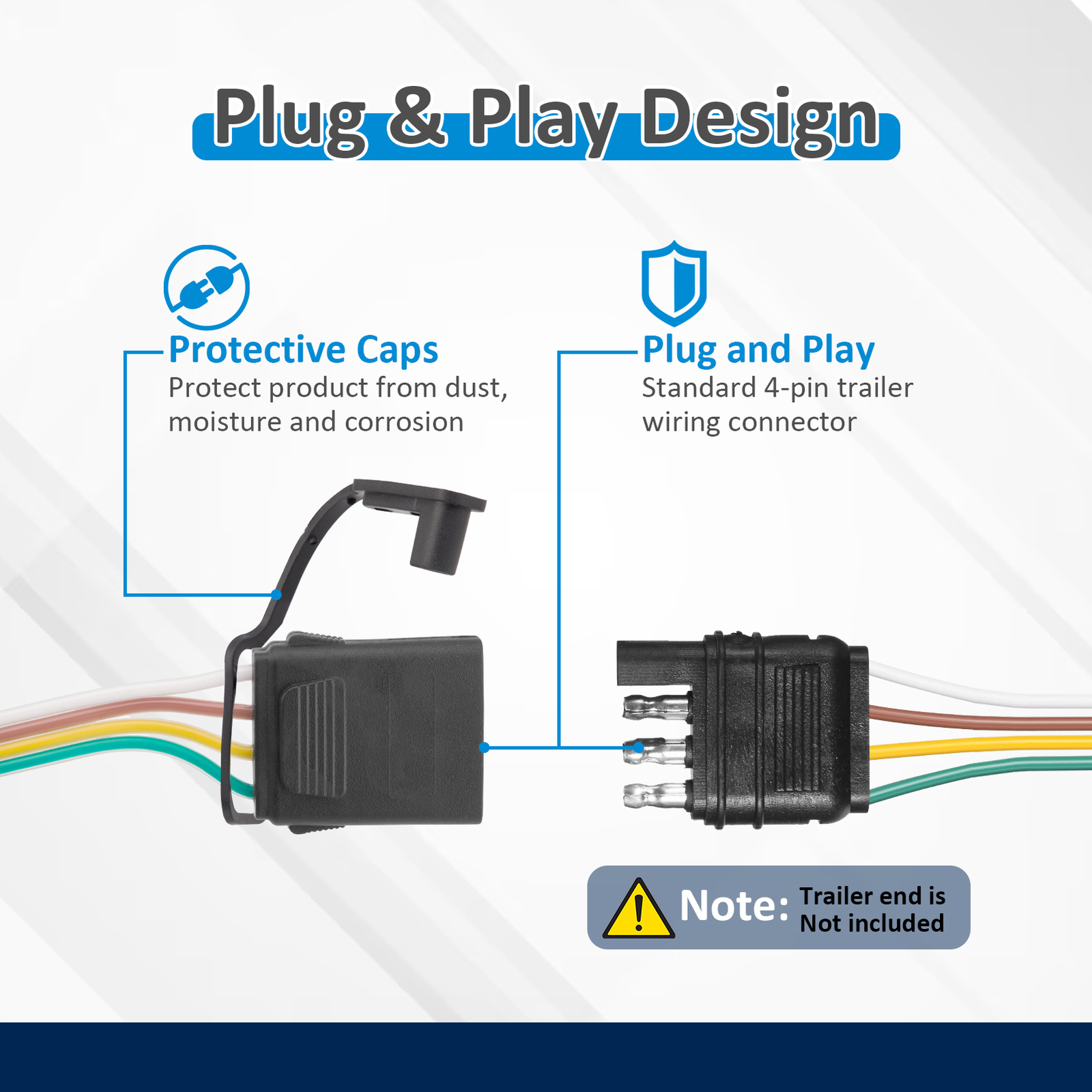 4 Way Flat Trailer Wiring Harness for 2005-2024 Nissan Frontier 2005-2015 Xterra
