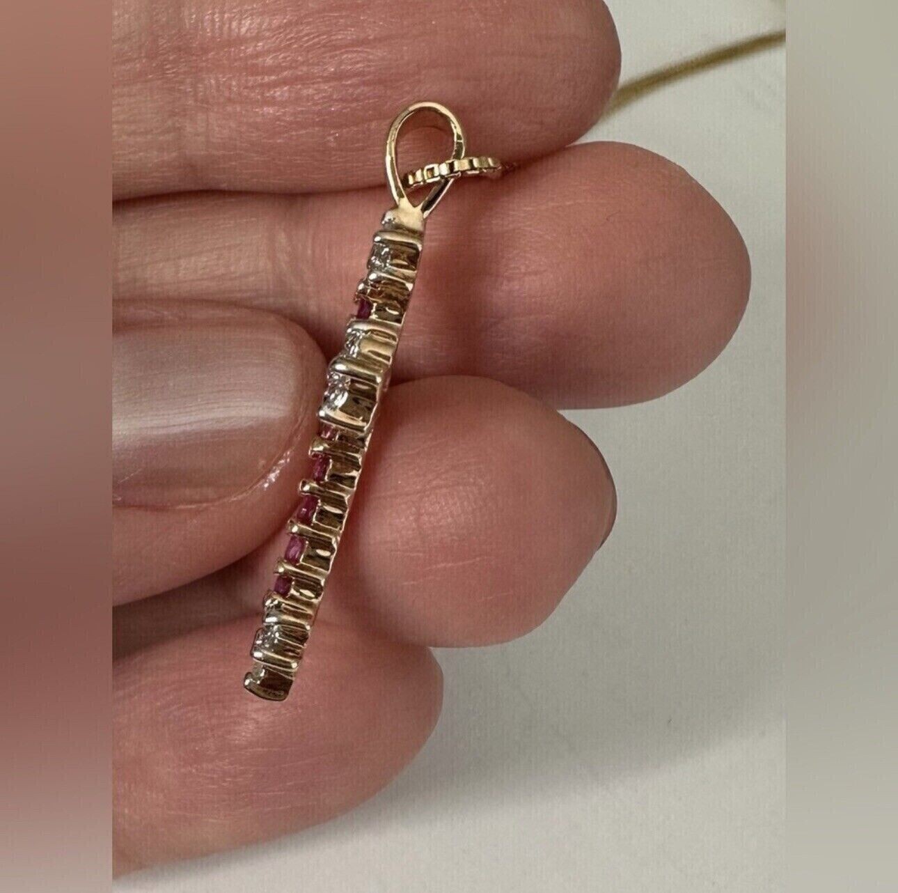 2Ct Round Cut Simulated Red Ruby Religious Cross Pendant 14K Yellow Gold Plated