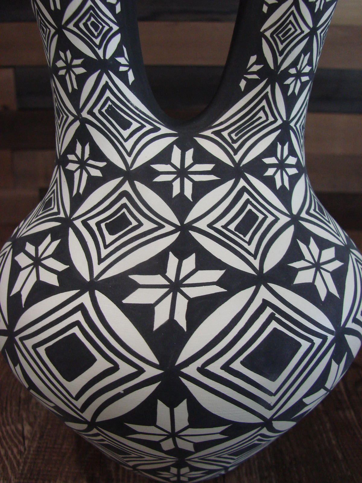 Native American Fine Line Hand Painted Wedding Vase by M. Lukee