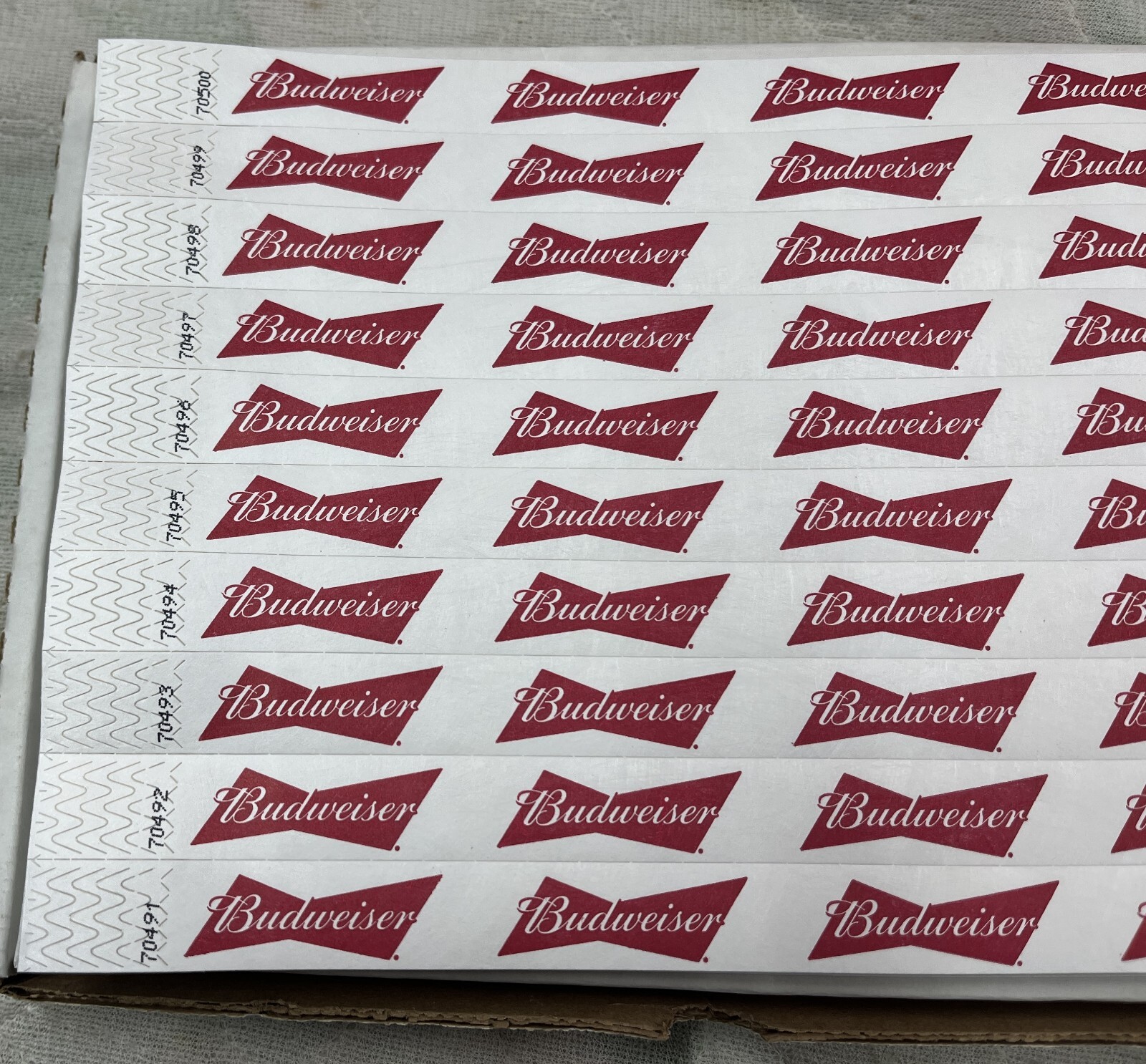 Budweiser Beer Logo Bar ID Age - Event Security Numbered Wristband - 500 Count