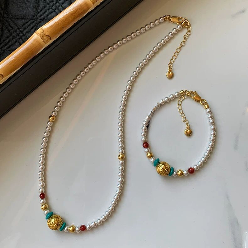 Vintage Lucky Pearl Necklace Accessories Women's Necklace