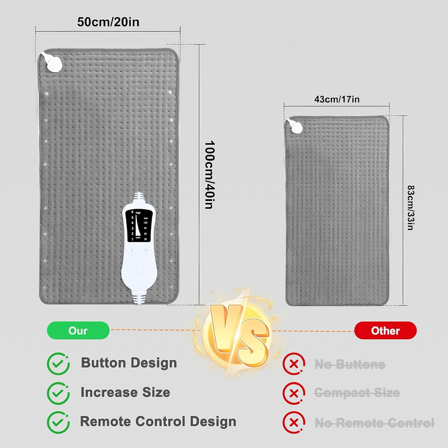 Extra Large Heating Pad 40"X20" XXL Electric Heating Pad Relieves Back Pain