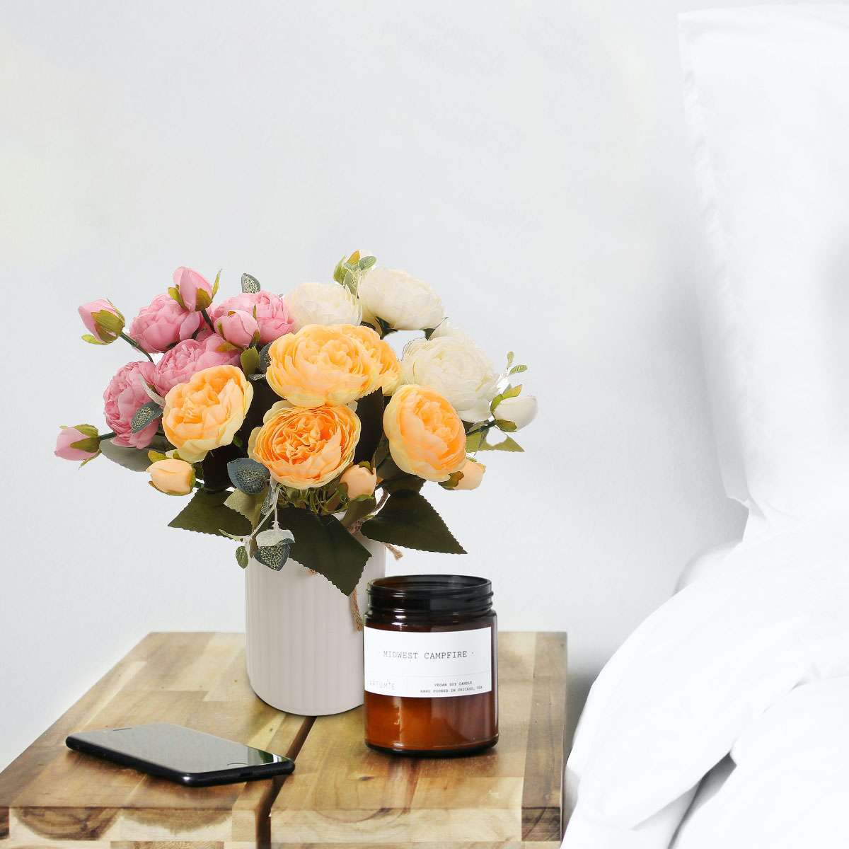 Artificial 9 Heads Silk Peony Flower Wedding Bouquet Home Party Outdoor Decor