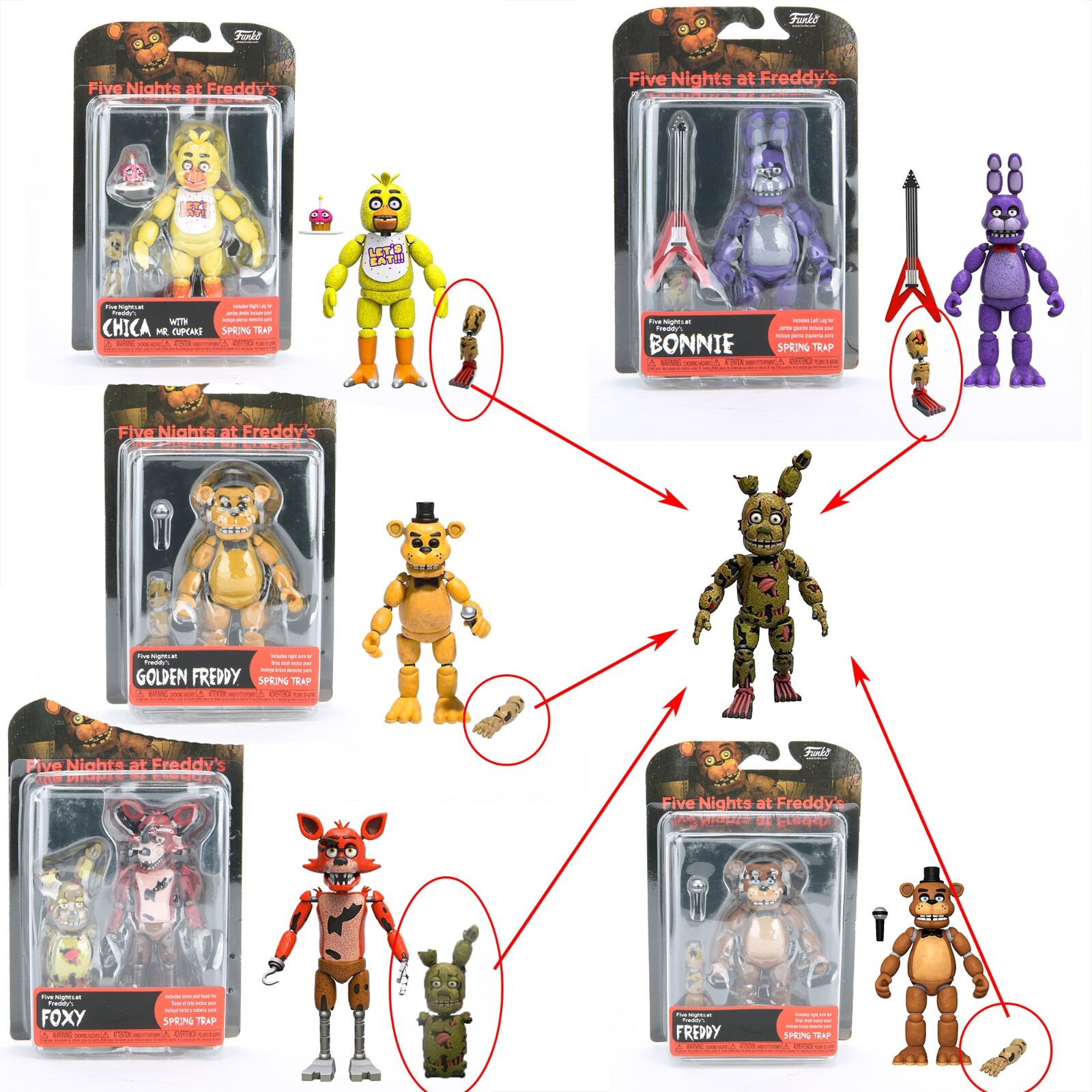 Funko Five Nights At Freddy Nightmare Bonnie Chica Nightmarionne Action Figure