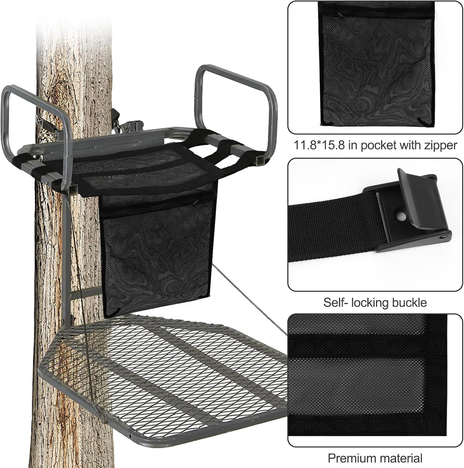 Universal Tree Stand Seat Replacement with Pocket, 16 X 12Inch Lightweight Repla
