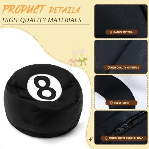 8 Ball Bean Bag Chair Cover Black 8 Ball Stuffed Leather Bean Bag Storage for