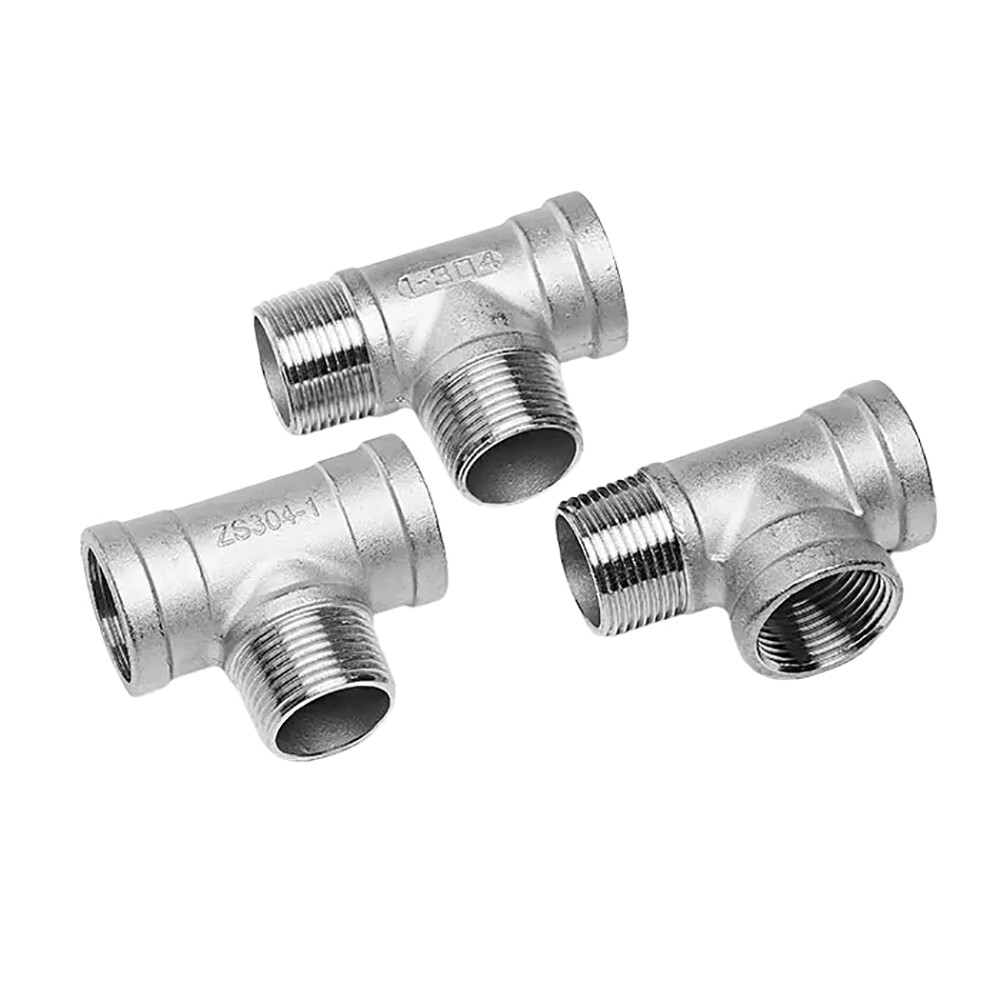 Stainless Pipe Fitting Tee Connector T-Shape Female Male Thread 1/2" 3/4" 1" 2"