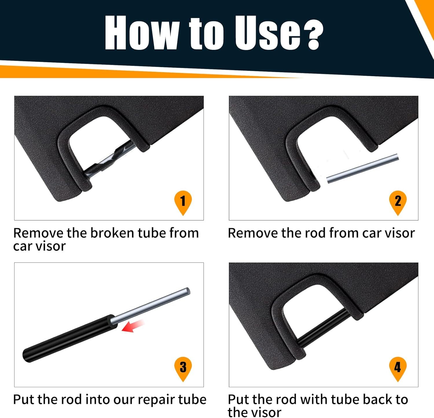 2pcs Black Sun Visor Repair Kit LH & RH Sun Visor For 07-17 Jeep Wrangler JK JKU