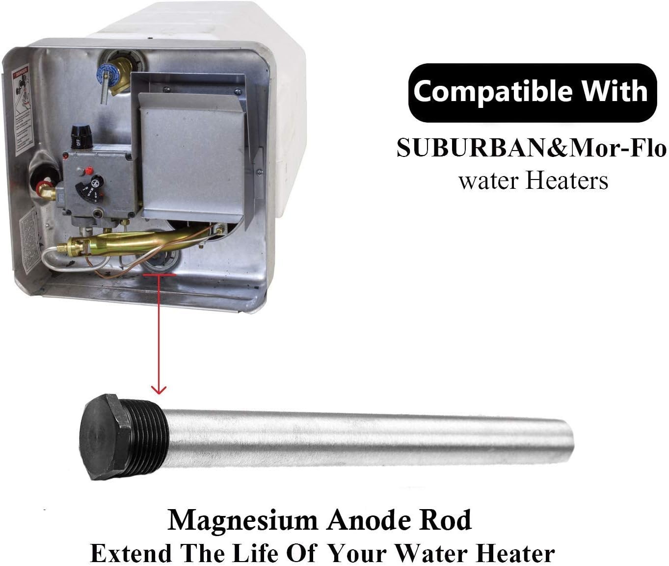 2-pack RV Water Heater Anode Rod - Magnesium Anode Rod 3/4 NTP Thread - Tank ...