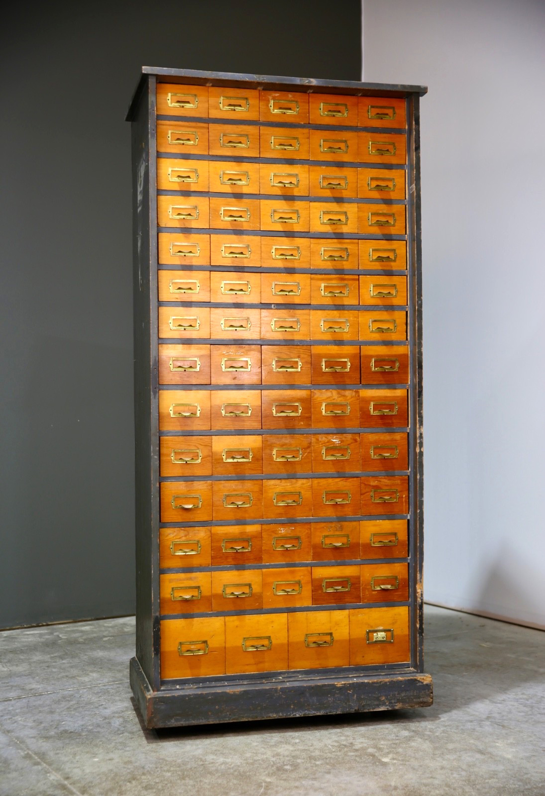 Antique Card Catalog Wood Apothecary Cabinet industrial vintage drawer cubby