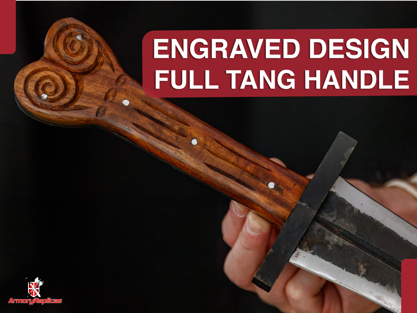 Authentic Greek Xiphos Sword Full Tang with Leather Sheath, for Collectors