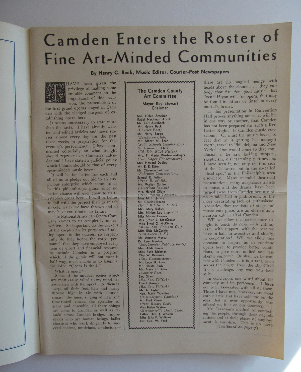 National American Opera Co. - Program - Camden NJ - 1934 - Cav/Pag