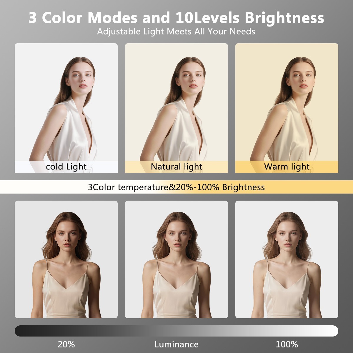 Handheld LED Ring Light Kit with Stand Dimmable 8500K for Makeup Phone Camera