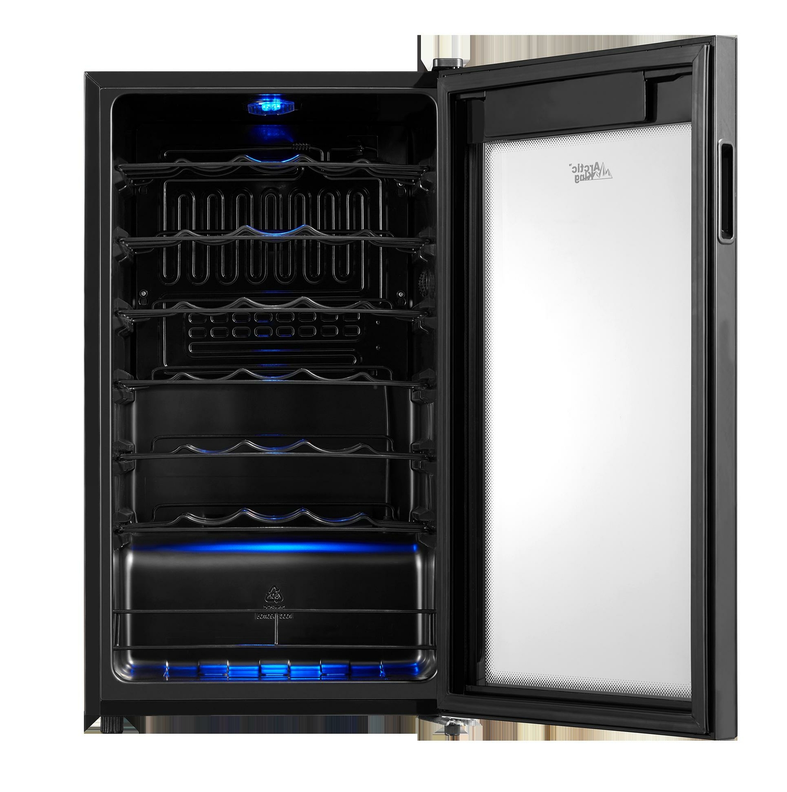 Arctic King Premium 34-Bottle Wine Cooler Touch Control LED Lighting Black NEW