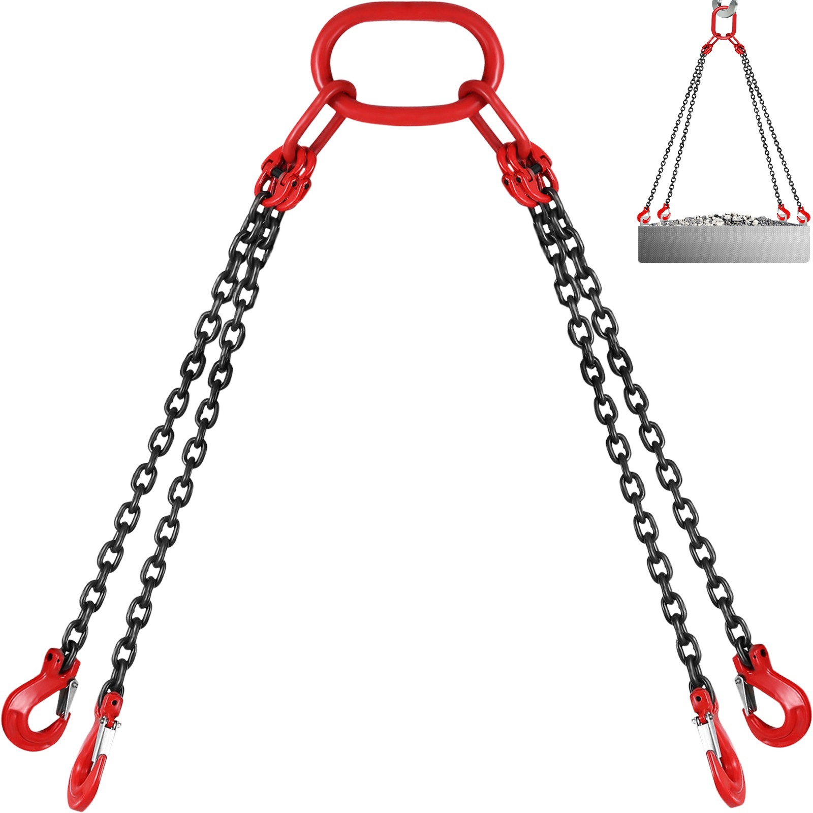 Uimoso 5/16" 5FT Chain Sling 4 Legs with Sling Hooks G80 Lifting Chain Sling