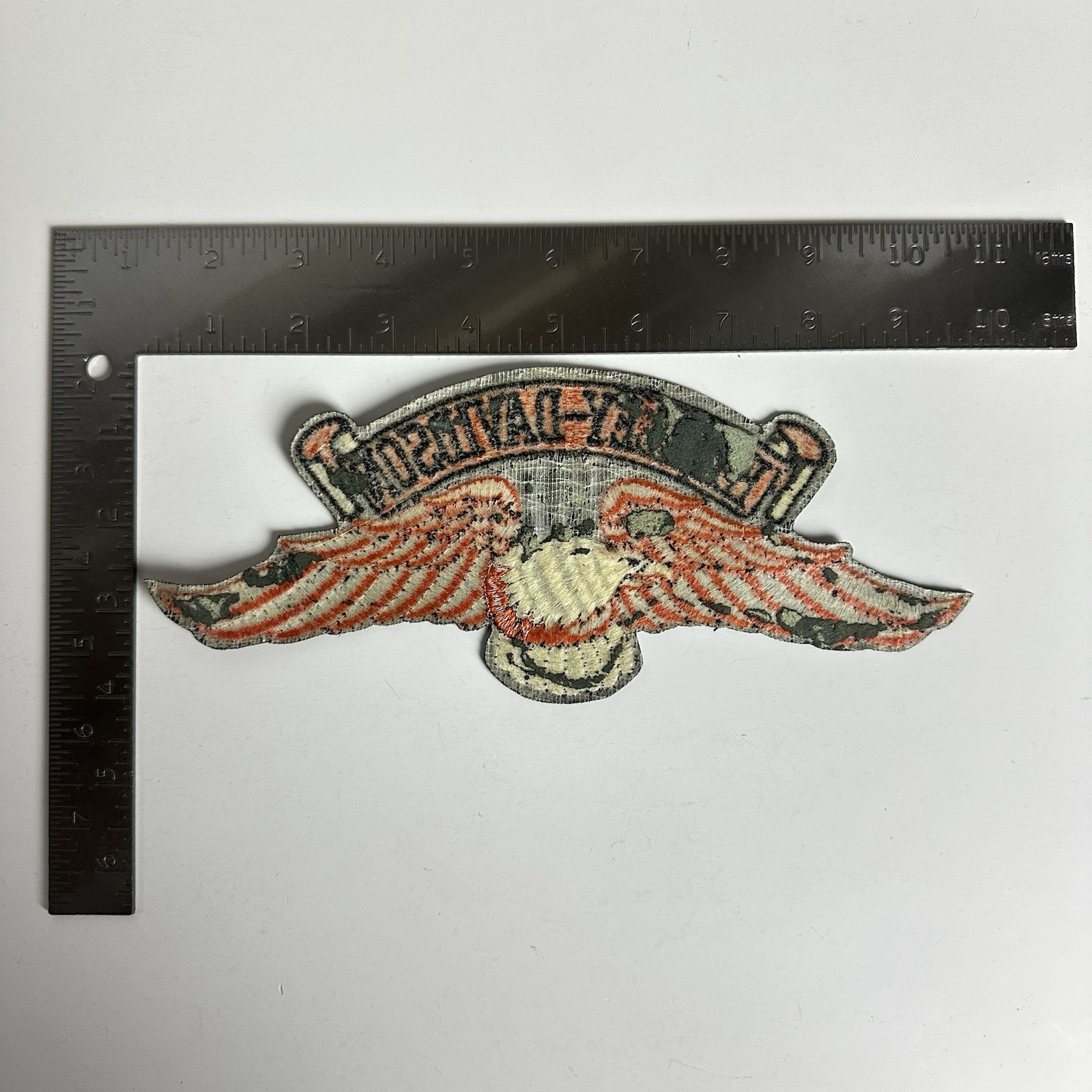 Vintage Harley-Davidson Emblem Orange Eagle Wings Logo Embroidered Back Patch