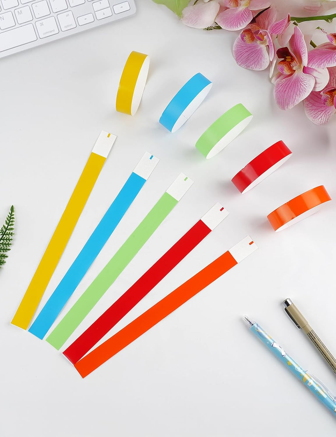 500 Pcs Wrist Bands, Paper Wristbands for Events, Adhesive Colored Wristbands, D