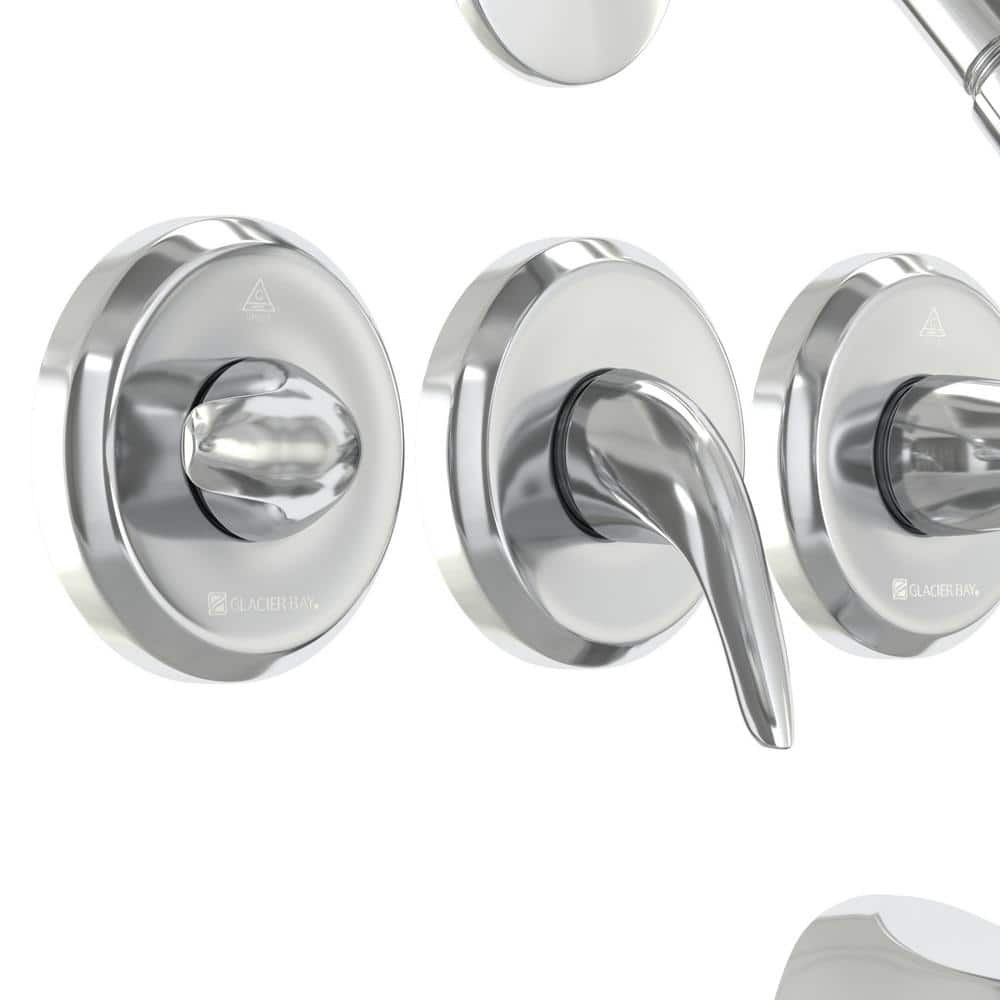 Glacier Bay Aragon 3 Handle 1-Spray Tub and Shower Faucet 1.8 GPM Chrome + Valve